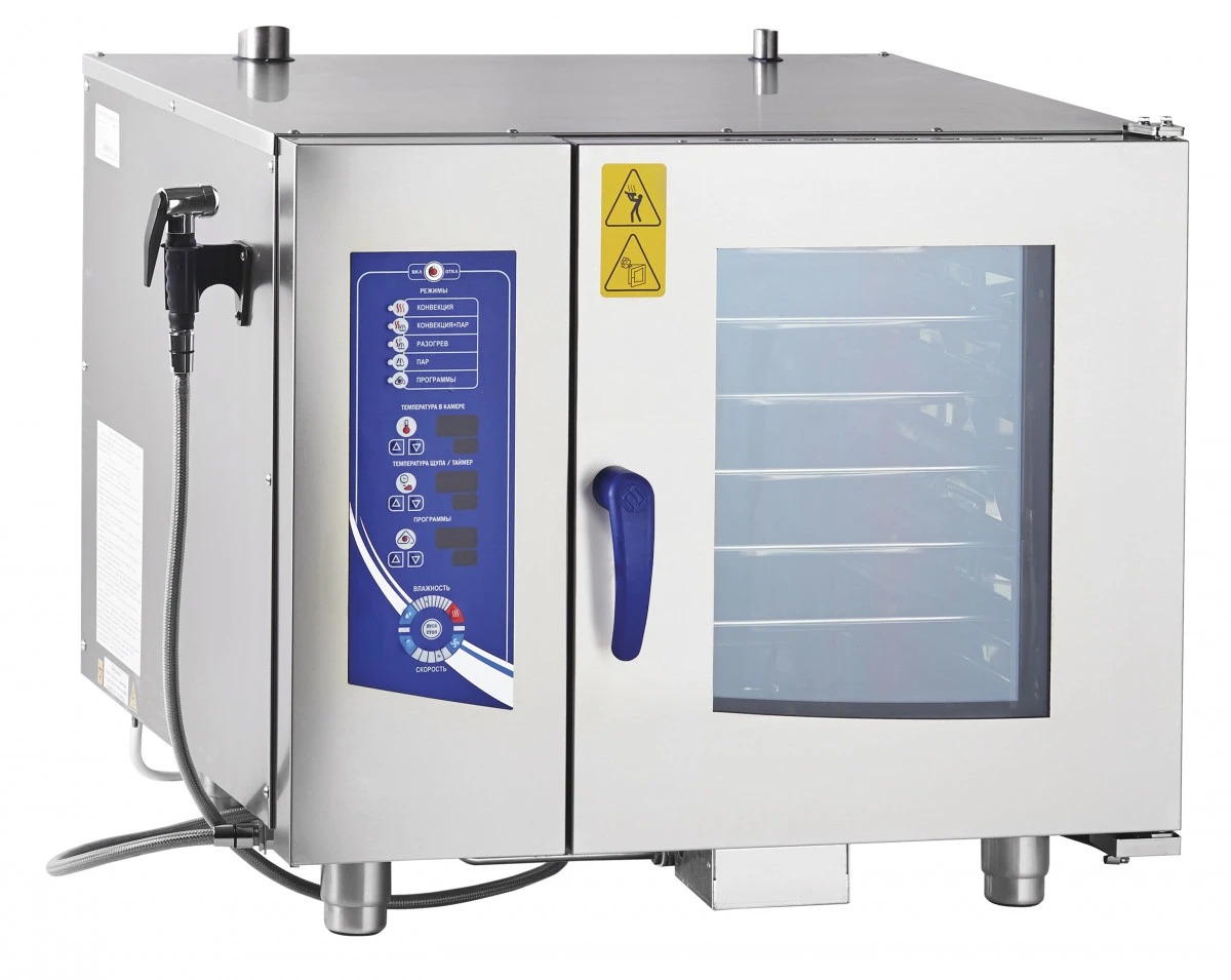 Аппарат паров.-конвект. эл. кух. ПКА 6-1/1ПМ2-01 (6 ур. GN 1/1 нерж., б/гастр., реверс, авт.мойка)