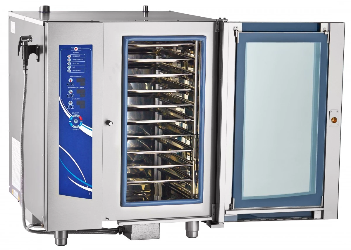 Аппарат паров.-конвект. эл.кух. ПКА 10-1/1ВМ2-01 (инжекц., 10хGN-1/1, вся нерж., б/гастр.) автомойка