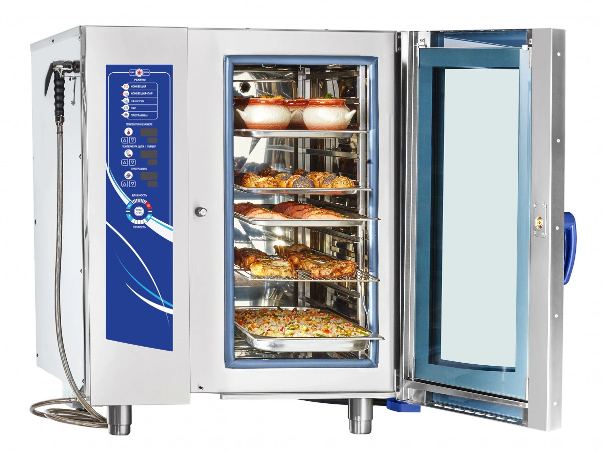 Аппарат паров.-конвект. эл. кух. ПКА 10-1/1ВМ2  (инжекц., 10 GN 1/1, лицо нерж, б/гастр.)