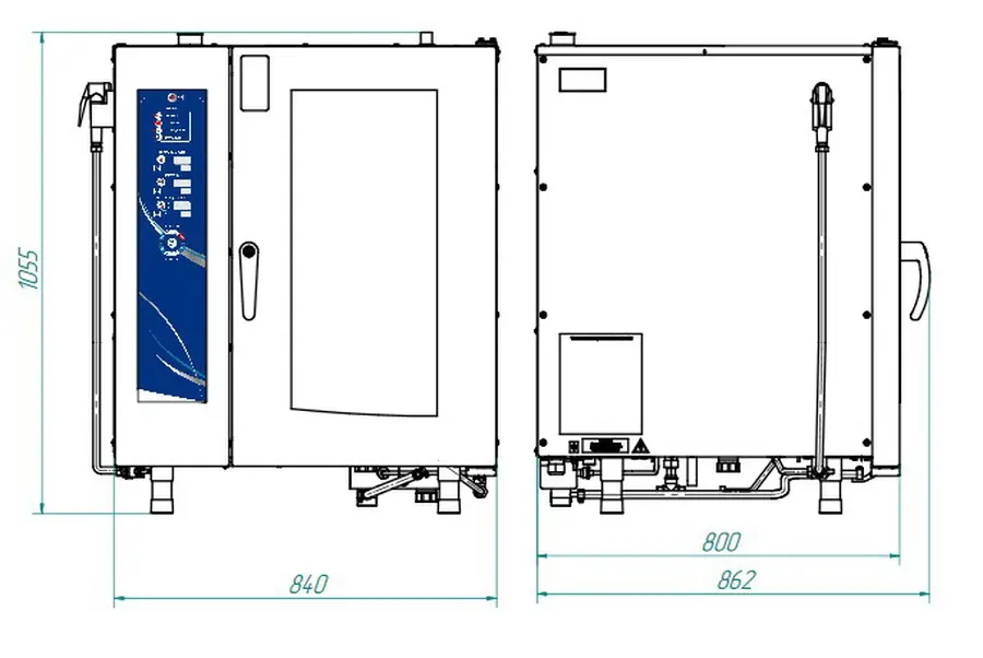 Аппарат паров.-конвект. эл. кух. ПКА 10-1/1ВМ (2) (инжекц., 10 GN 1/1, вся нерж., б/гастр.)