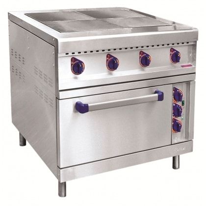 Плита электрическая ABAT ЭПК-48ЖШ-К-2/1 четырехконфорочная с жарочным шкафом (полностью нерж, серия 900)